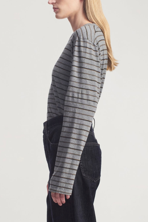 Wynn Long Sleeve T-Shirt Charcoal Stripe