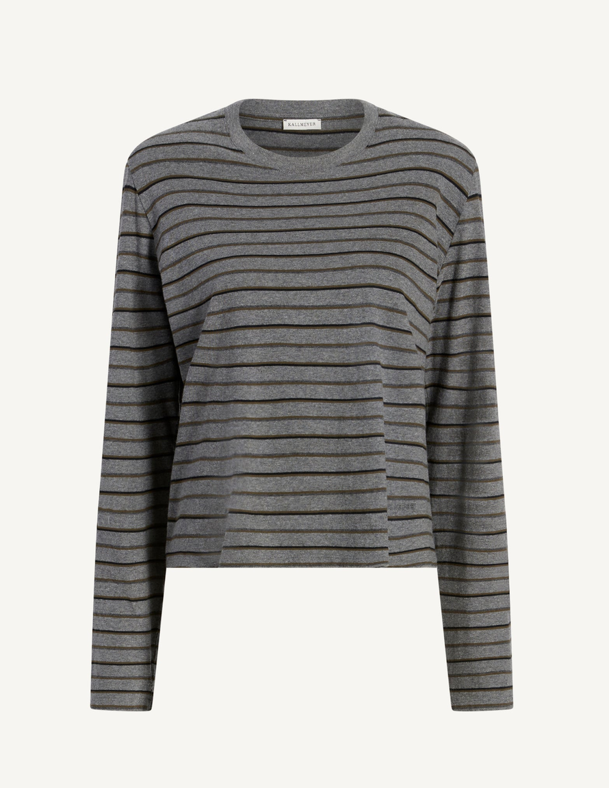 Wynn Long Sleeve T-Shirt Charcoal Stripe