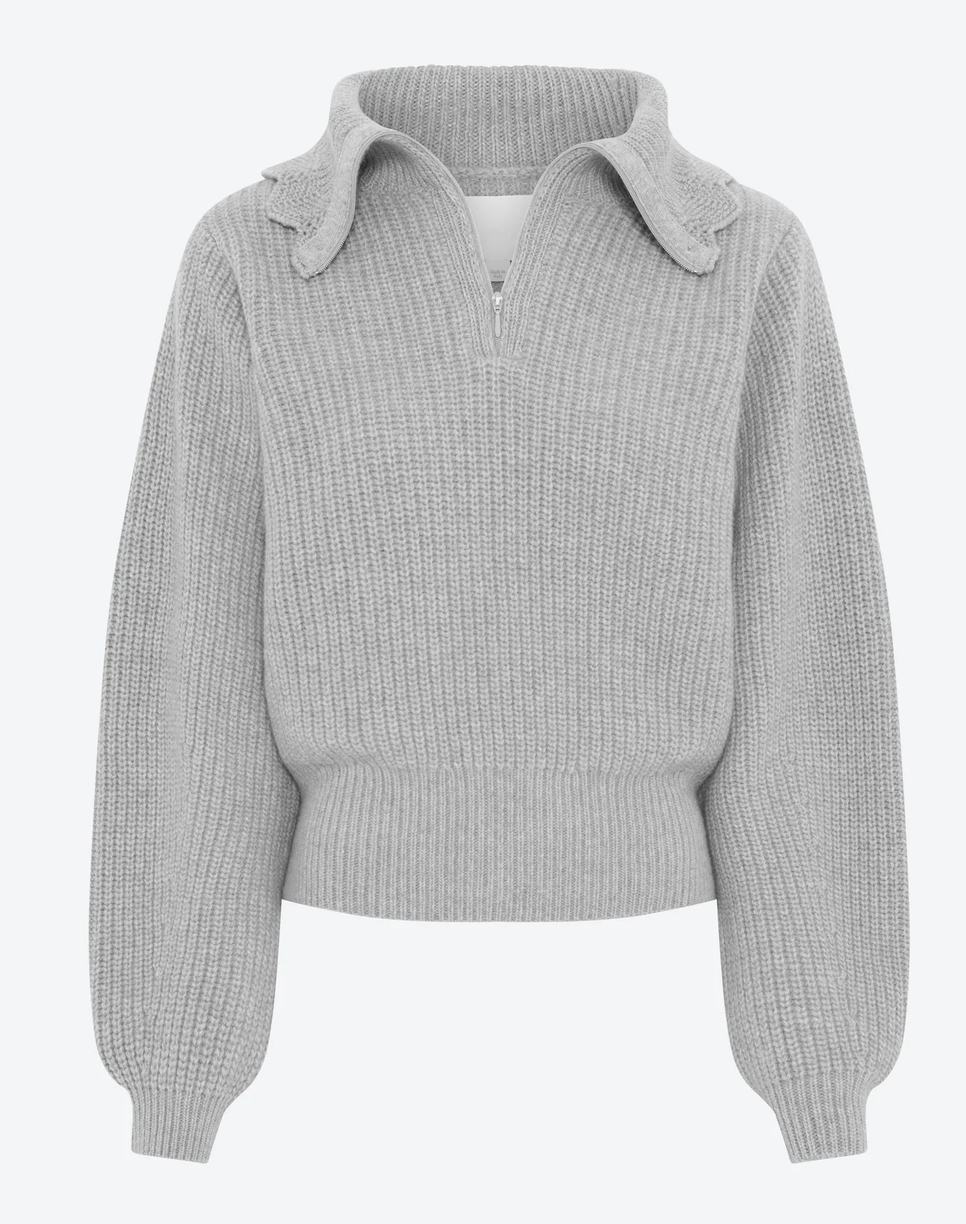 Fantin grey sweater with zip collar
