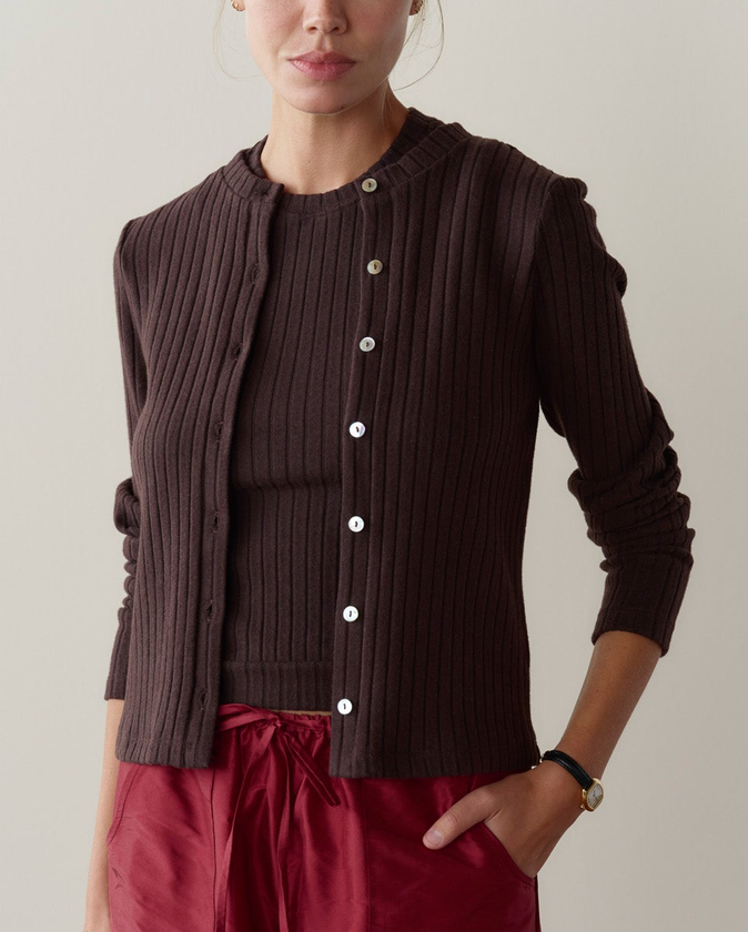The Sweater Rib Cardigan Espresso