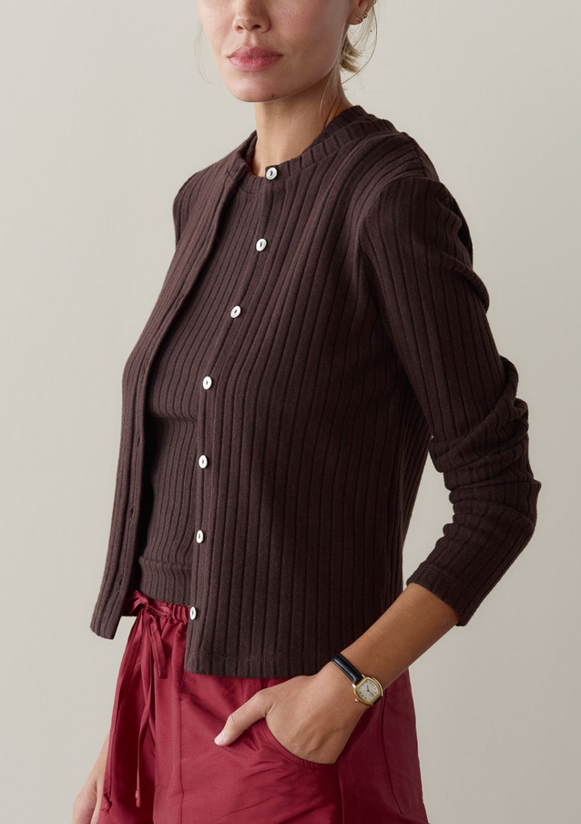 The Sweater Rib Cardigan Espresso