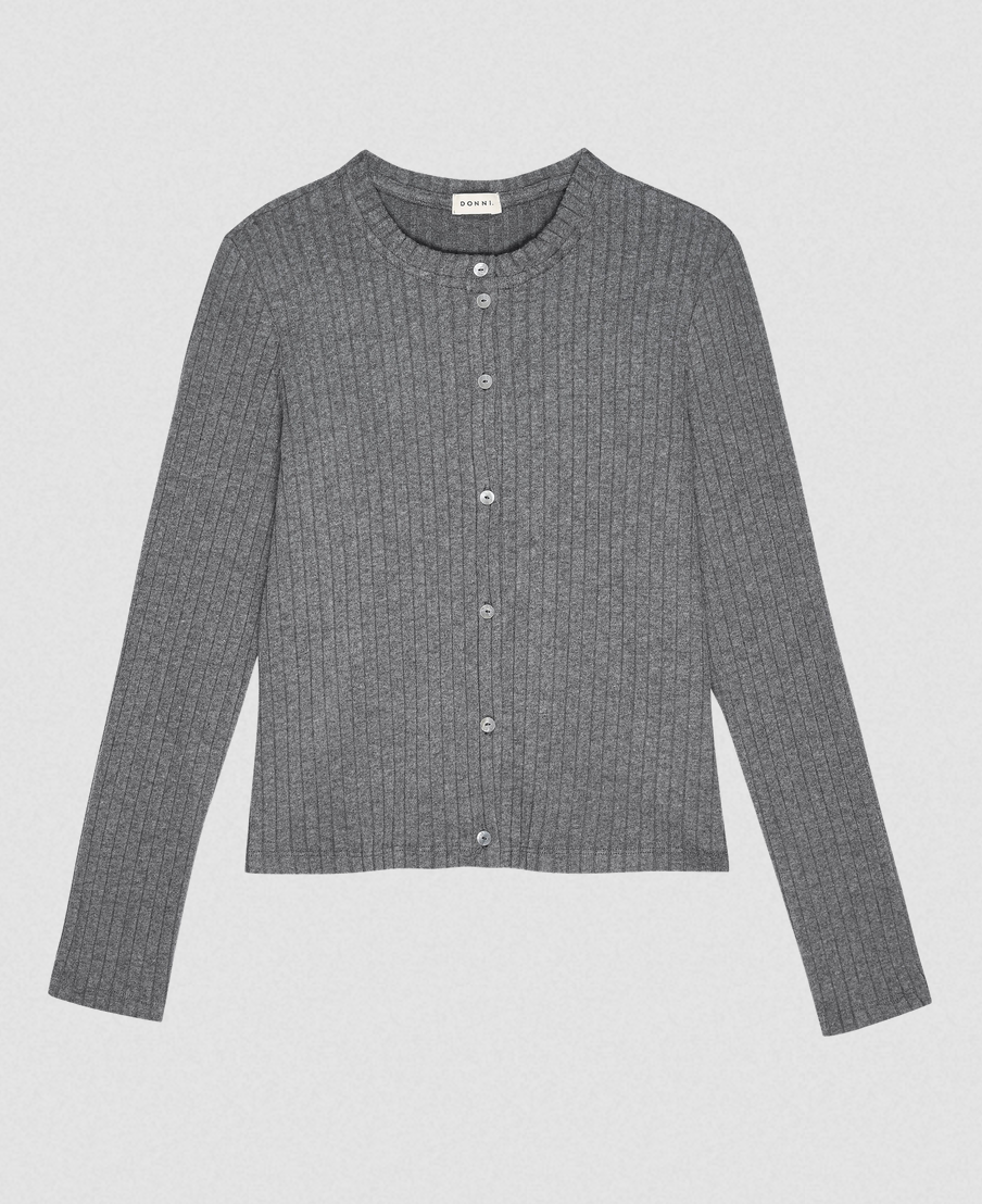 The Sweater Rib Cardigan Charcoal Grey