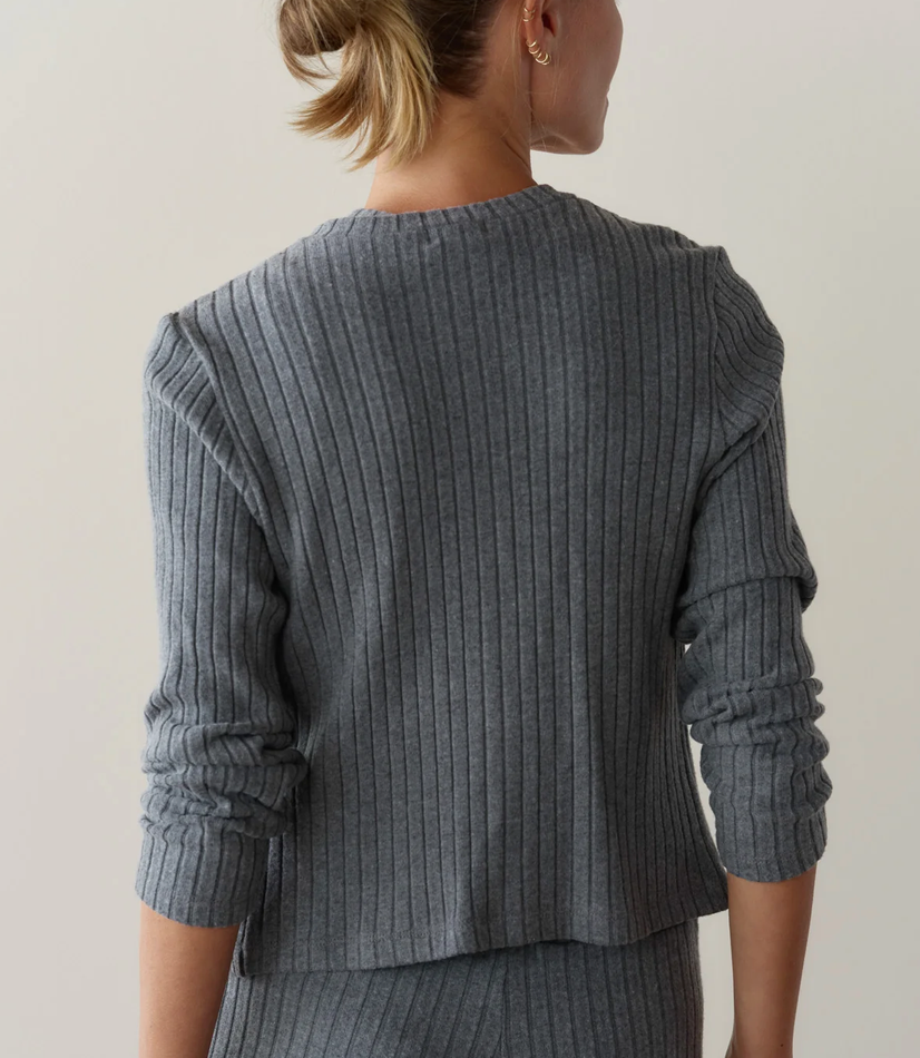 The Sweater Rib Cardigan Charcoal Grey