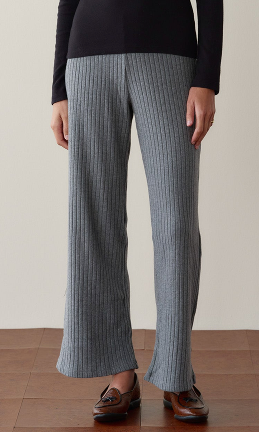 The Sweater Rib Simple Pant Charcoal Grey