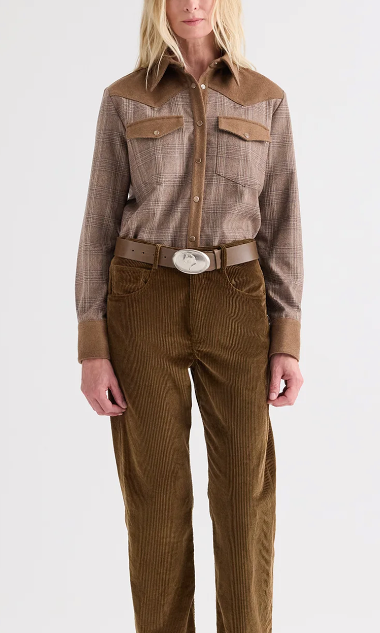 lone rider shirt in glen plaid wool flannel