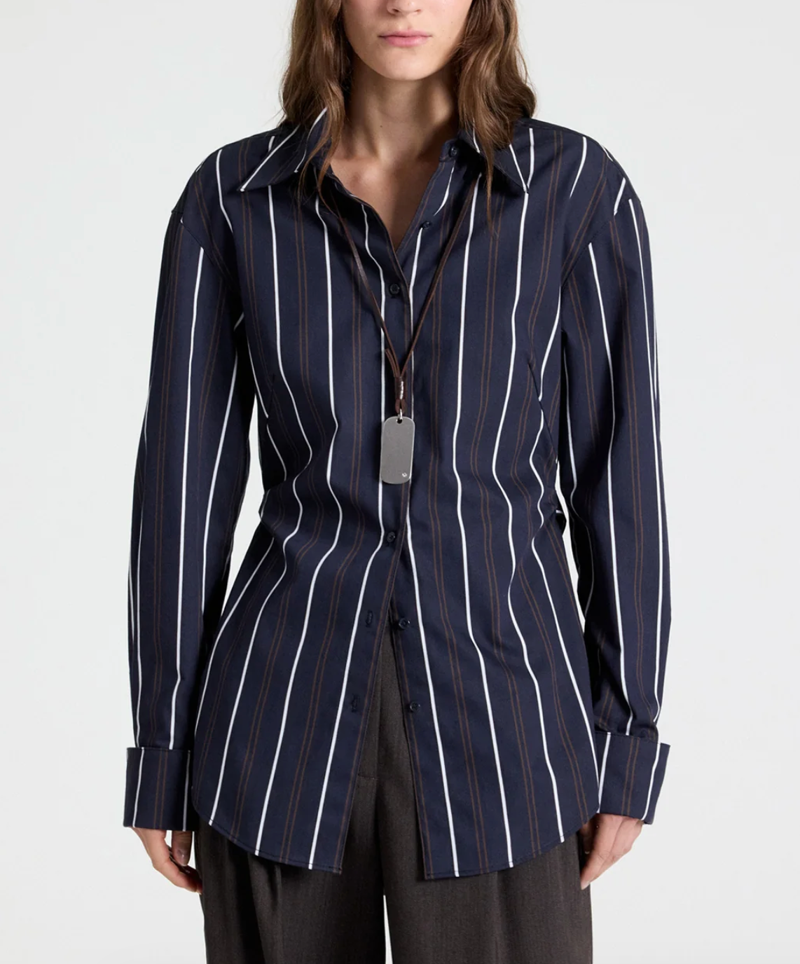 The Night We Met Shirt in cotton stripes midnight multi