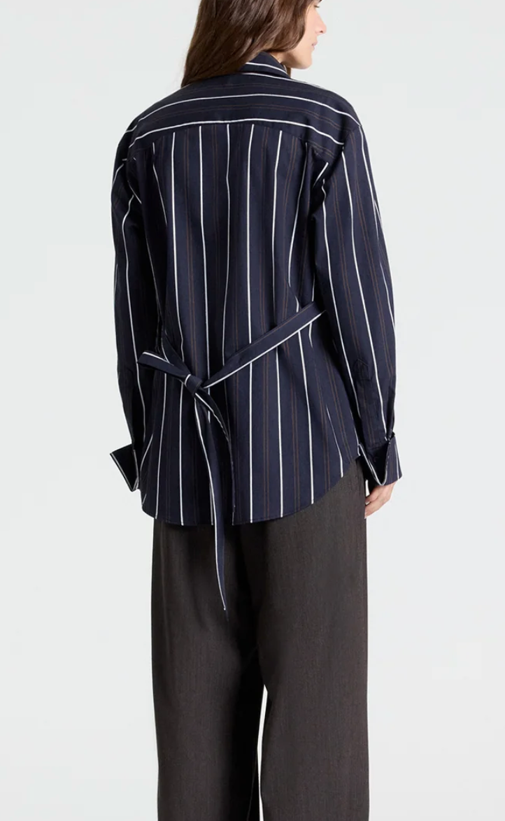 The Night We Met Shirt in cotton stripes midnight multi