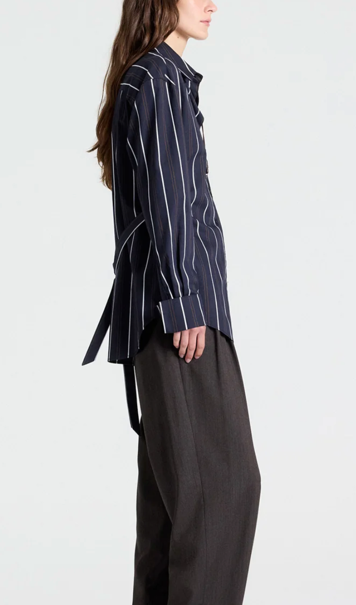 The Night We Met Shirt in cotton stripes midnight multi