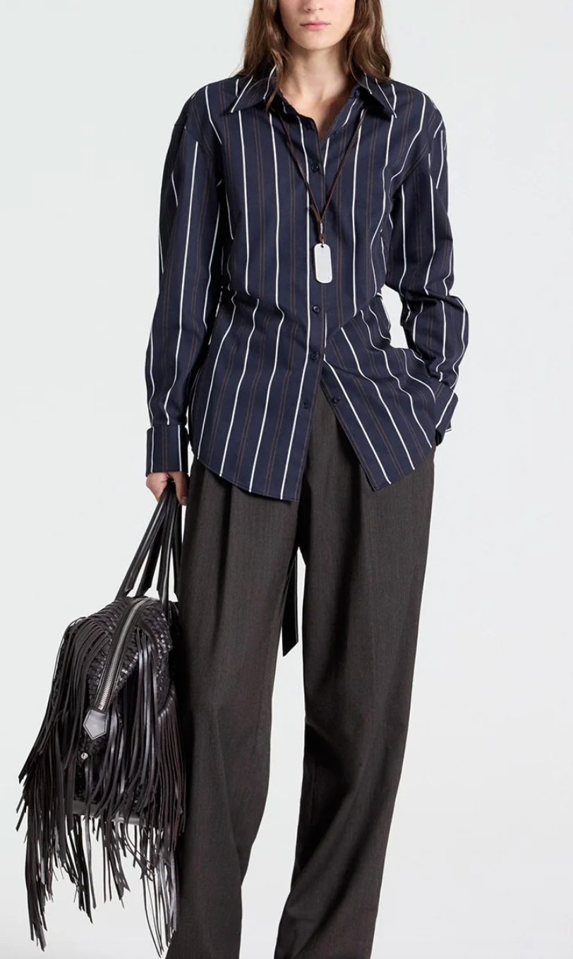 The Night We Met Shirt in cotton stripes midnight multi