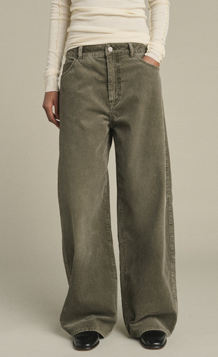 Hunter trousers grey oversized corduroy