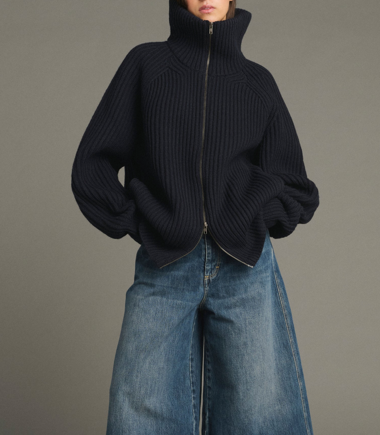 Jasper oversized cardigan in english rib navy