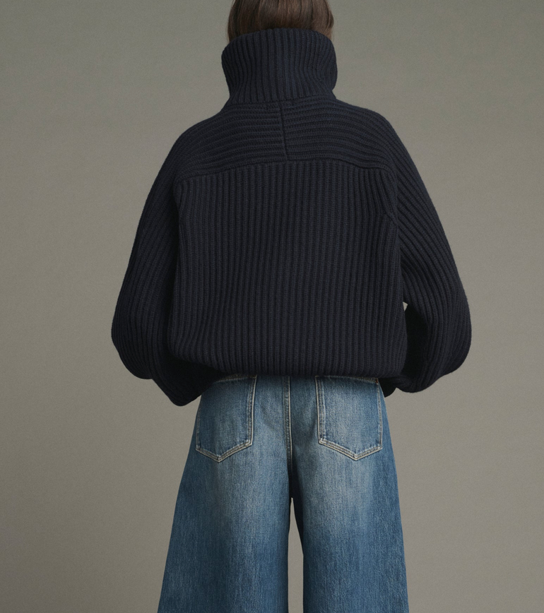 Jasper oversized cardigan in english rib navy