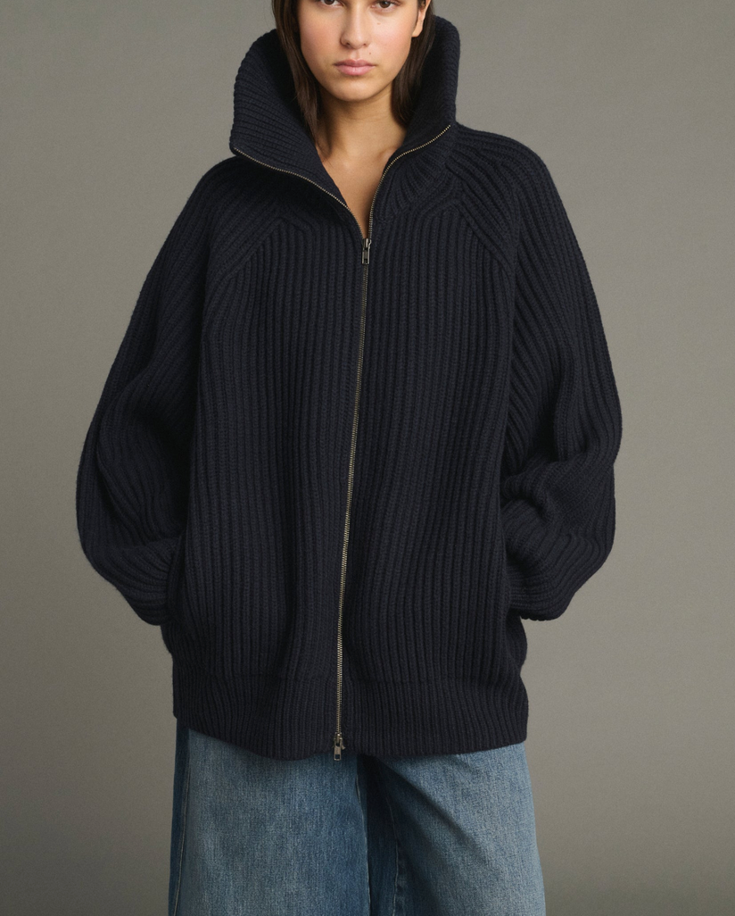 Jasper oversized cardigan in english rib navy
