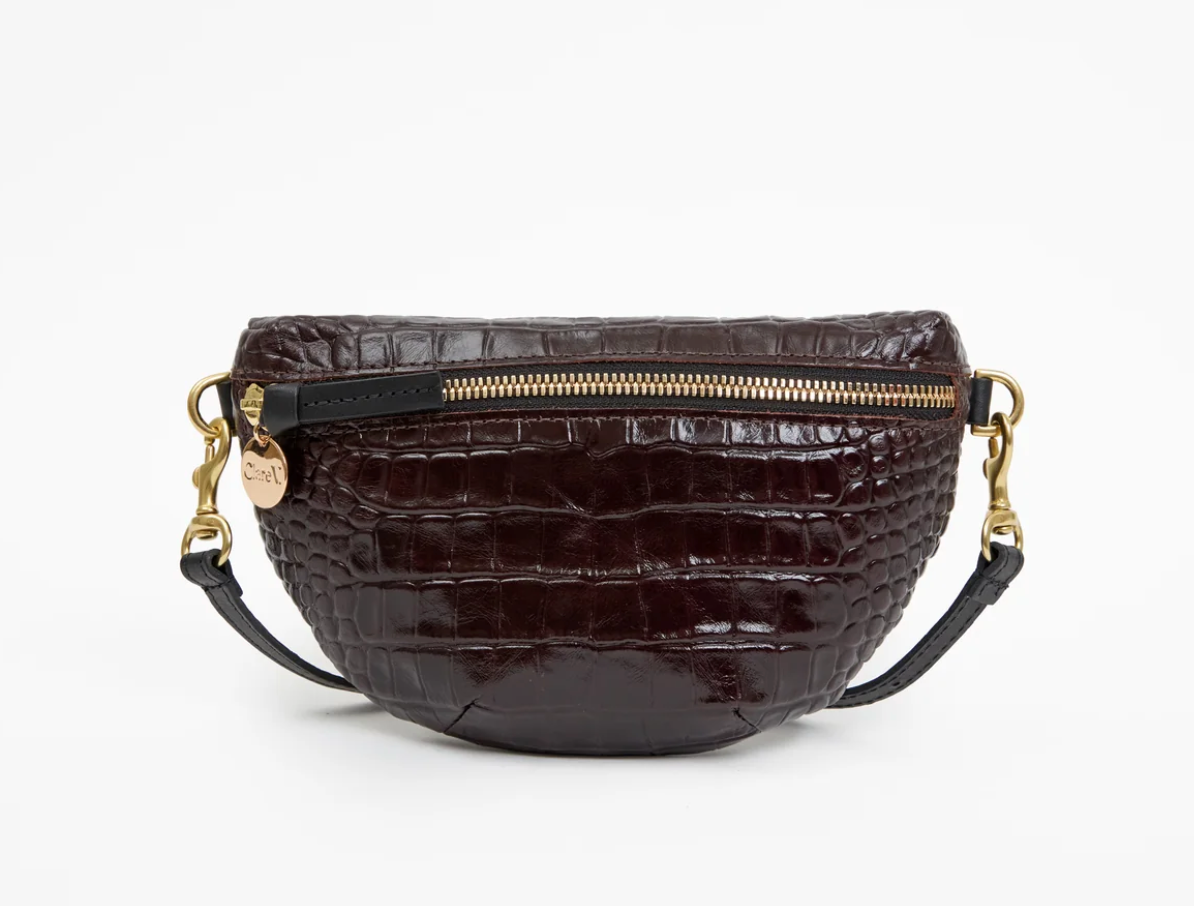Petite Fanny mahogany embossed croco