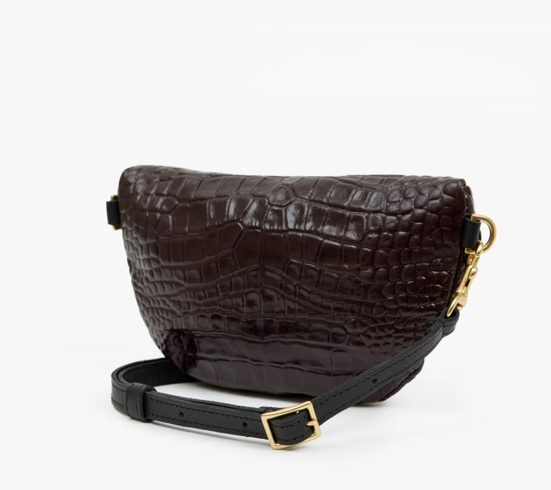 Petite Fanny mahogany embossed croco