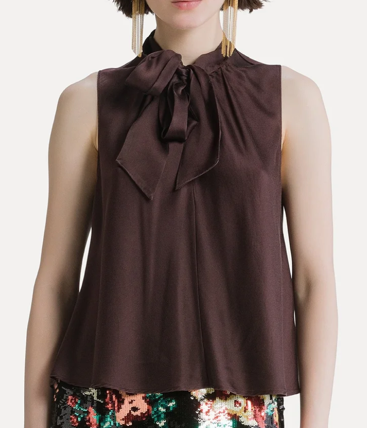 heavy silk satin top with sash fondant