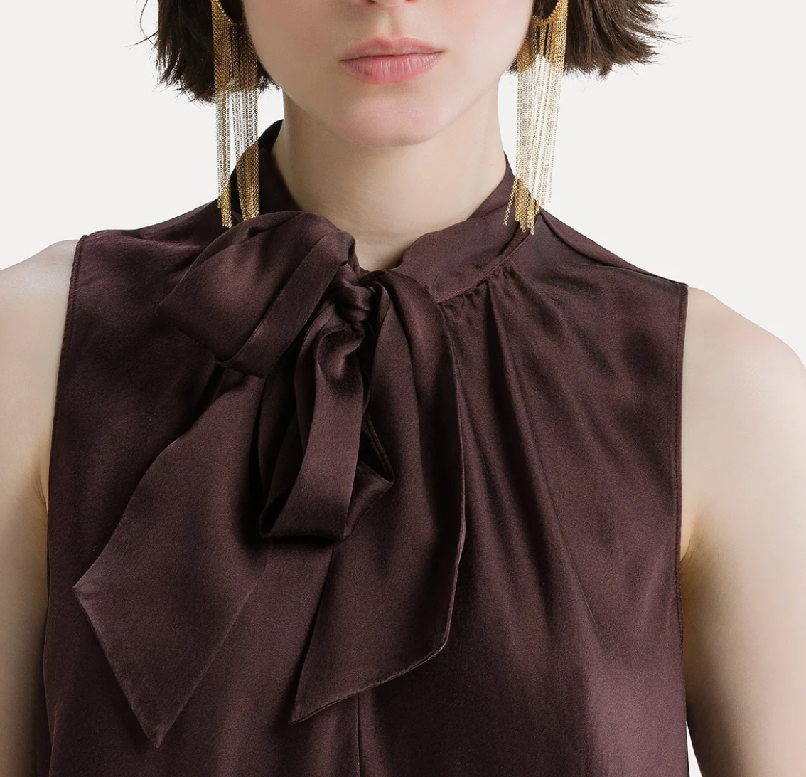 heavy silk satin top with sash fondant