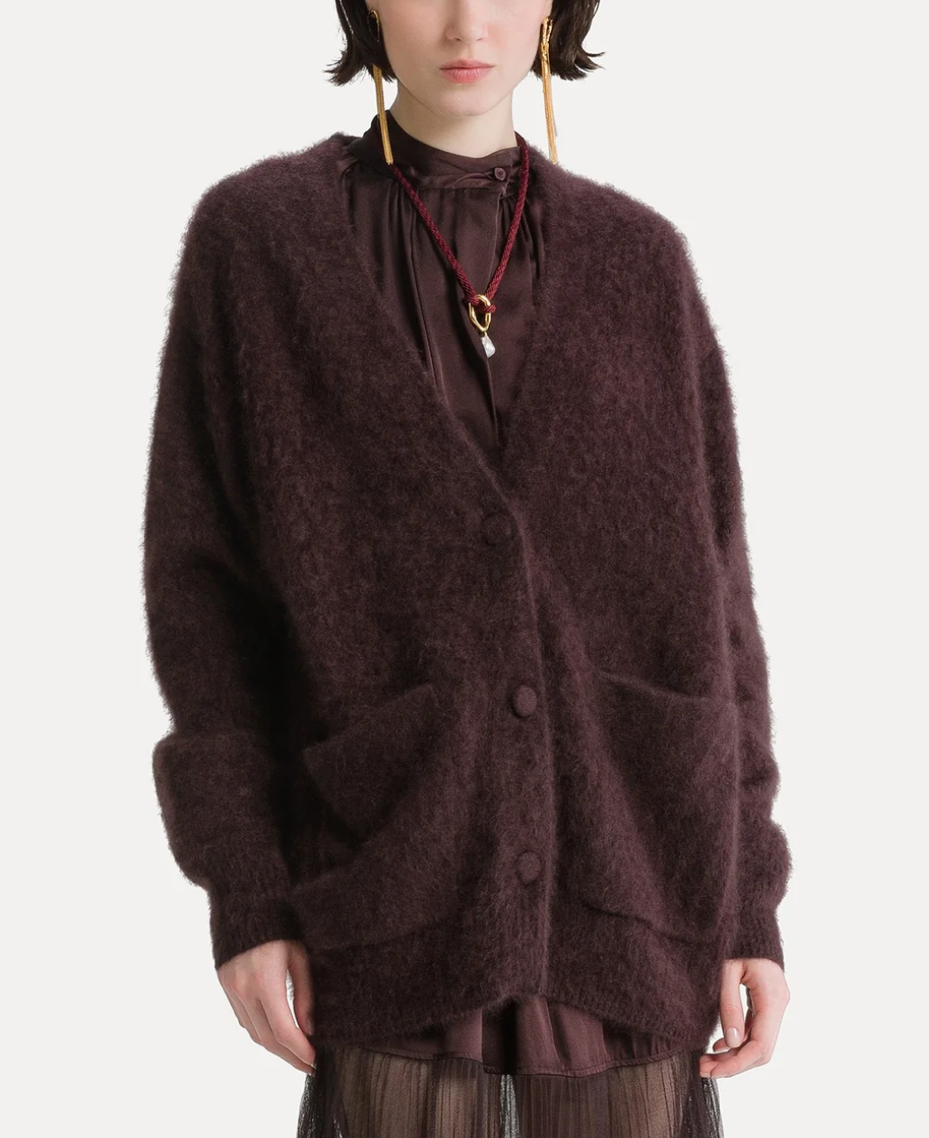 Oversized cashmere cardigan fondant