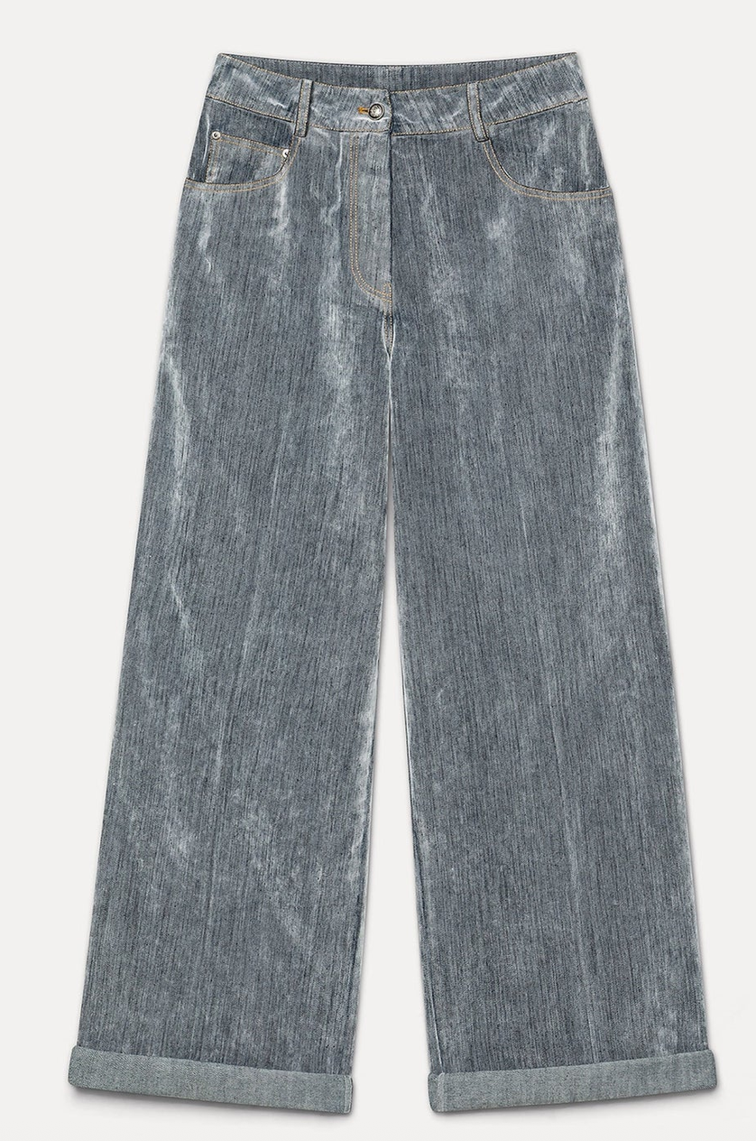 Flocked denim wide-leg jeans grey