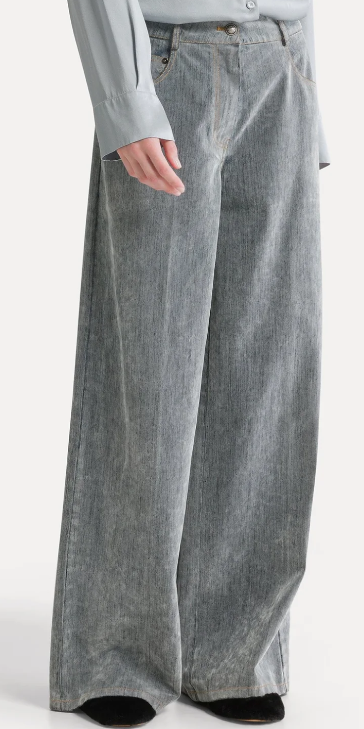Flocked denim wide-leg jeans grey