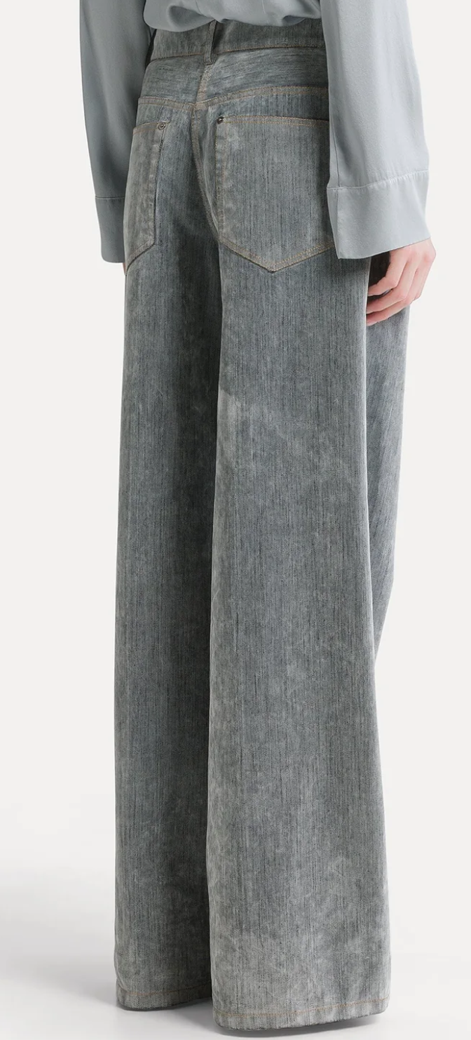 Flocked denim wide-leg jeans grey