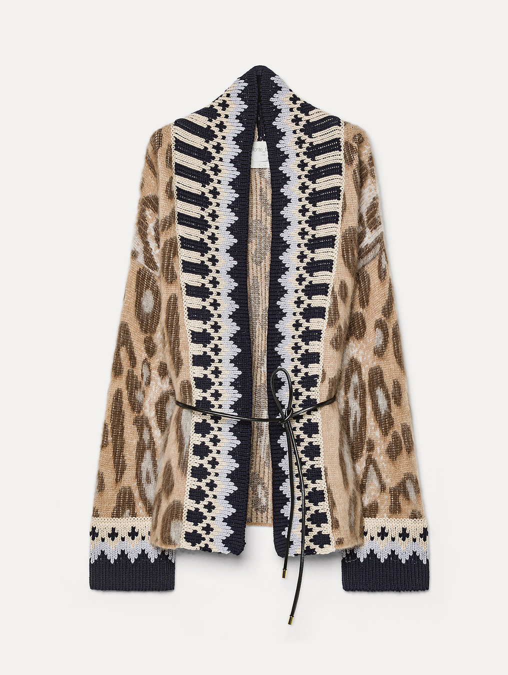 "the brit leopard" alpaca jacquard cardign gold giallo oro