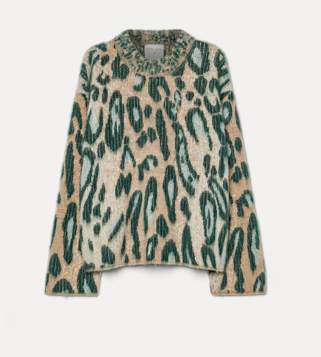 "the brit leopard" alpaca jacquard sweater woods