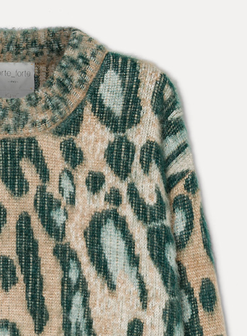 "the brit leopard" alpaca jacquard sweater woods