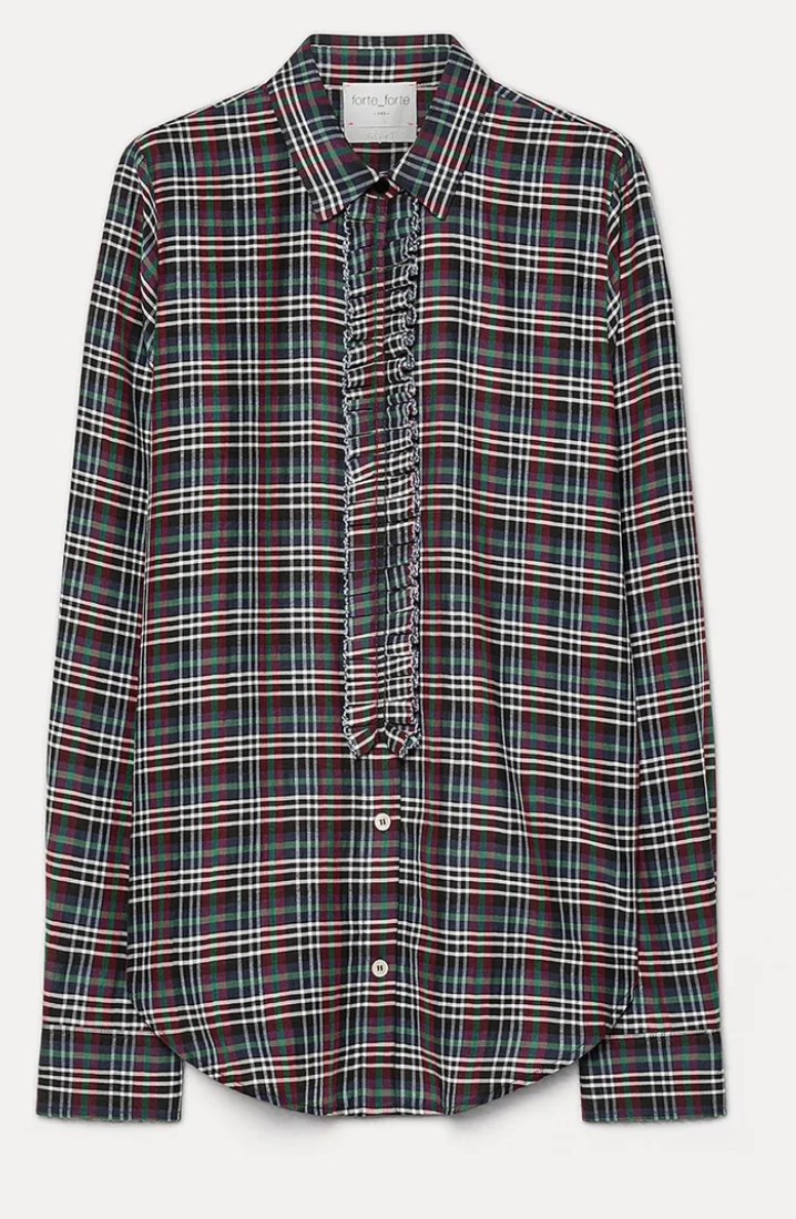 ruched voile tartan shirt royal