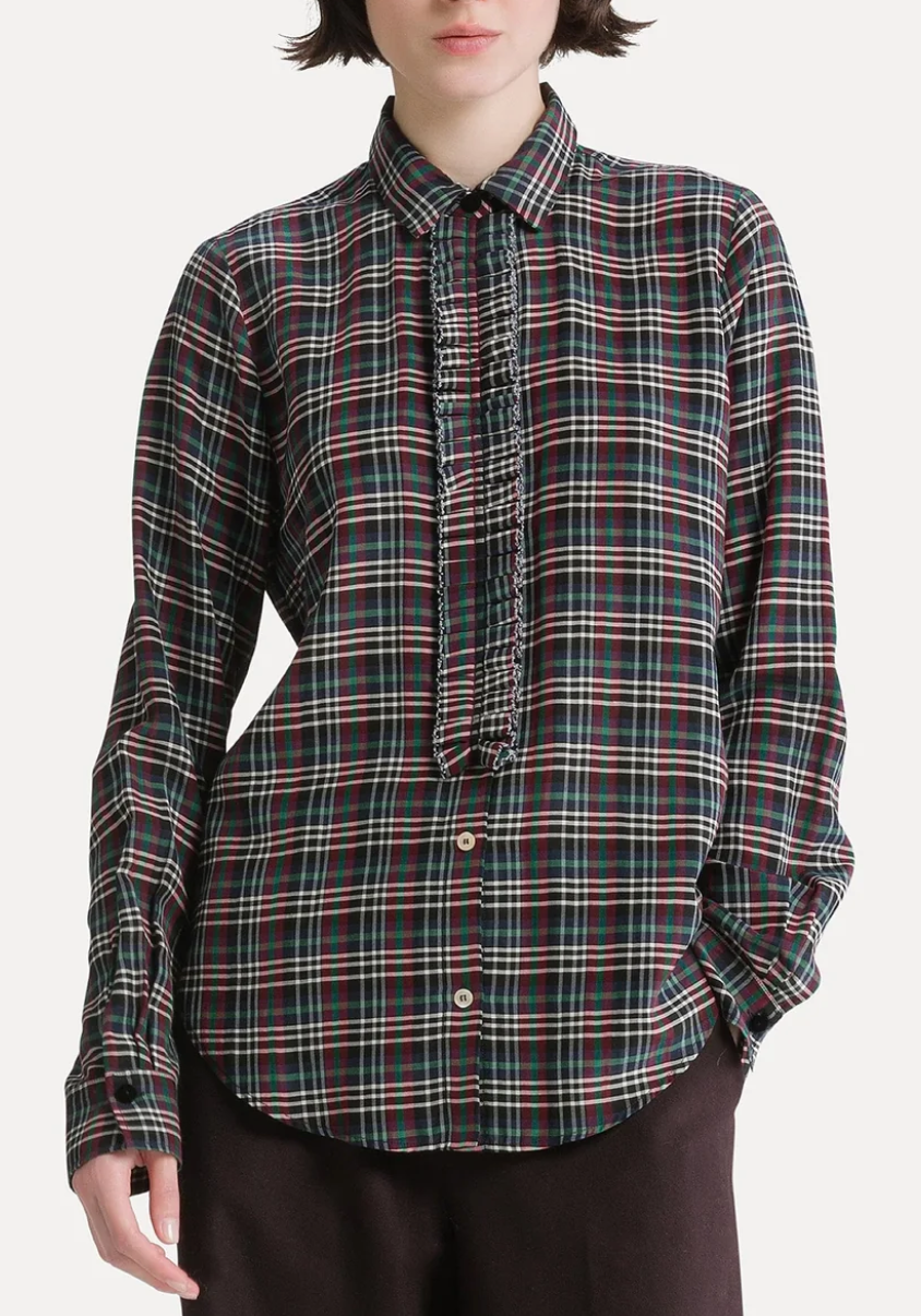 ruched voile tartan shirt royal