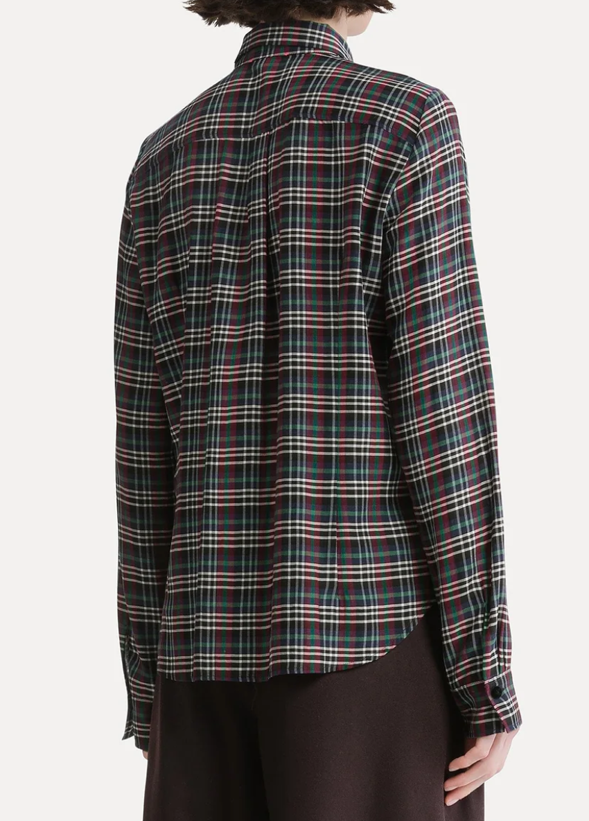 ruched voile tartan shirt royal