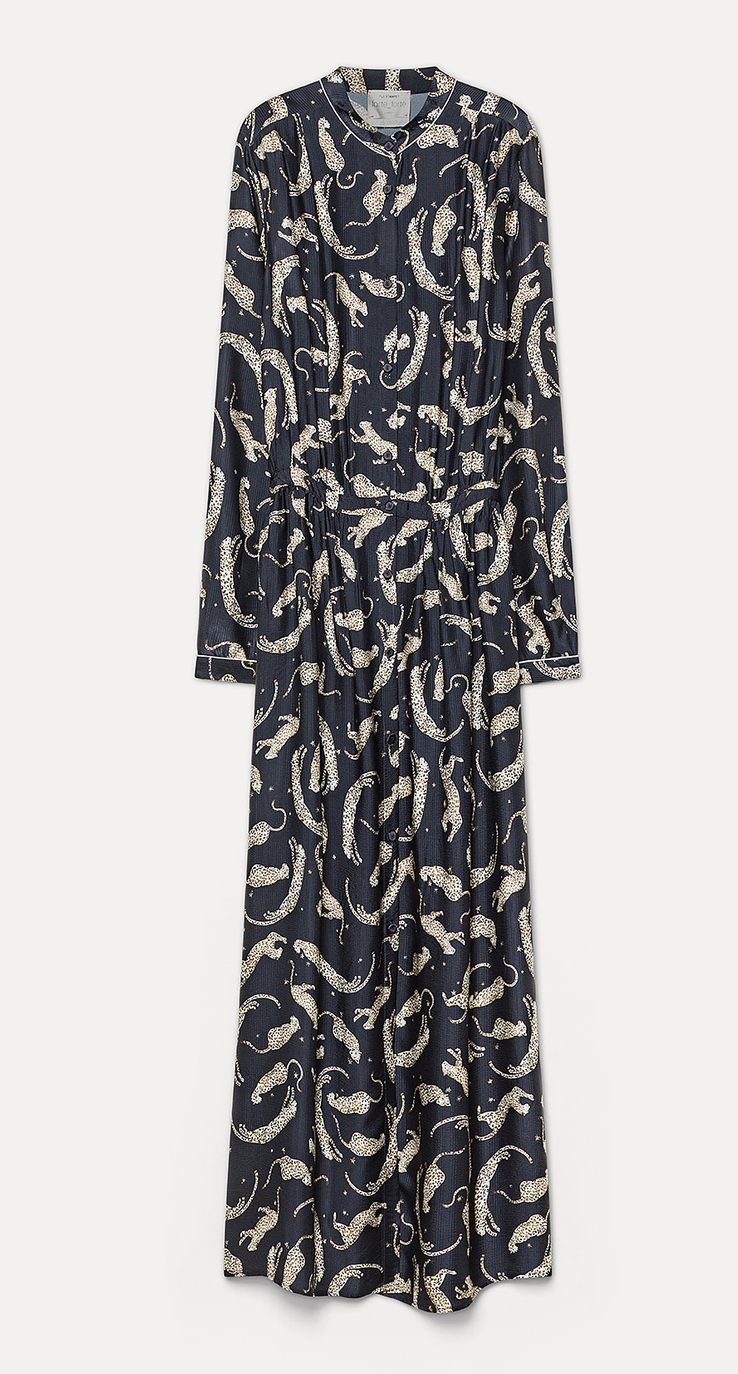 "Royal leopard" print satin chemisier dress night