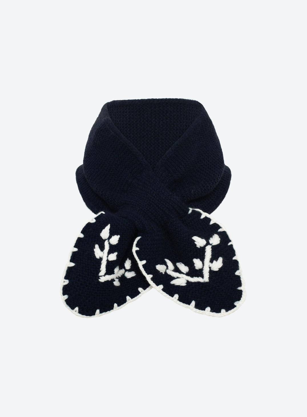 Hand-Embroidered Neck Scarf Midnight-Natural