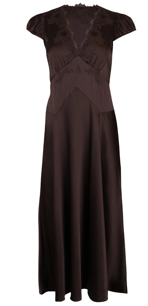 Coraline silk lace dress equestrian brown