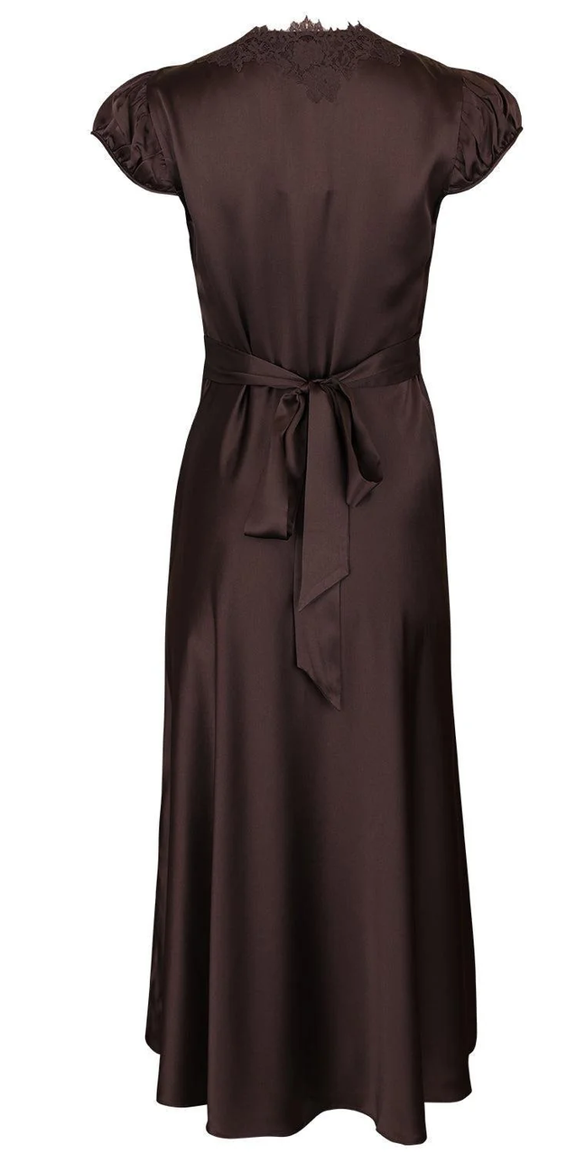 Coraline silk lace dress equestrian brown