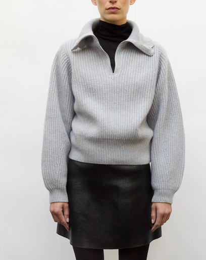 Fantin grey sweater with zip collar