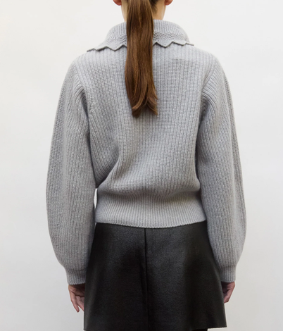 Fantin grey sweater with zip collar