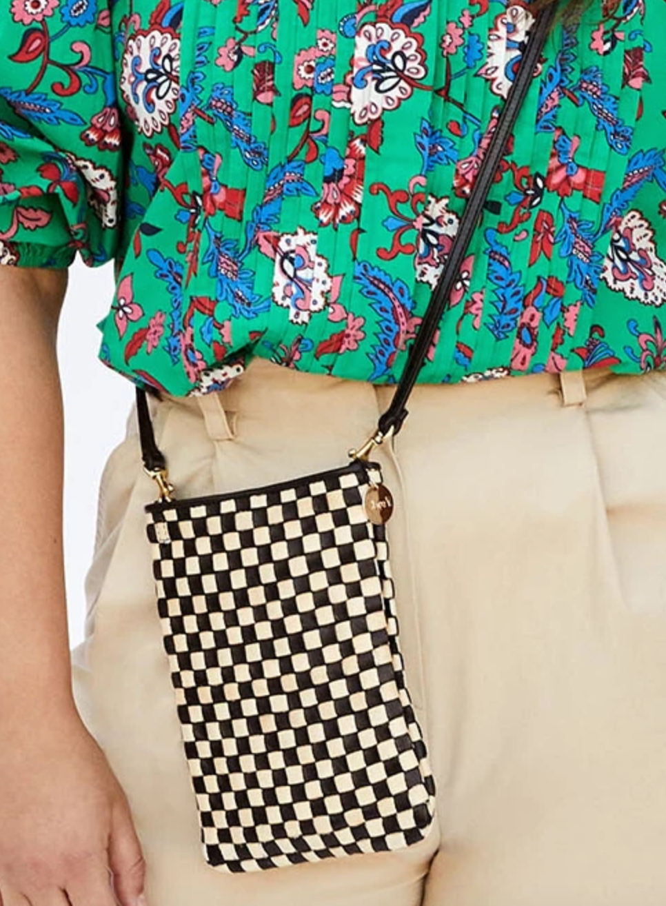 poche black and cream checker