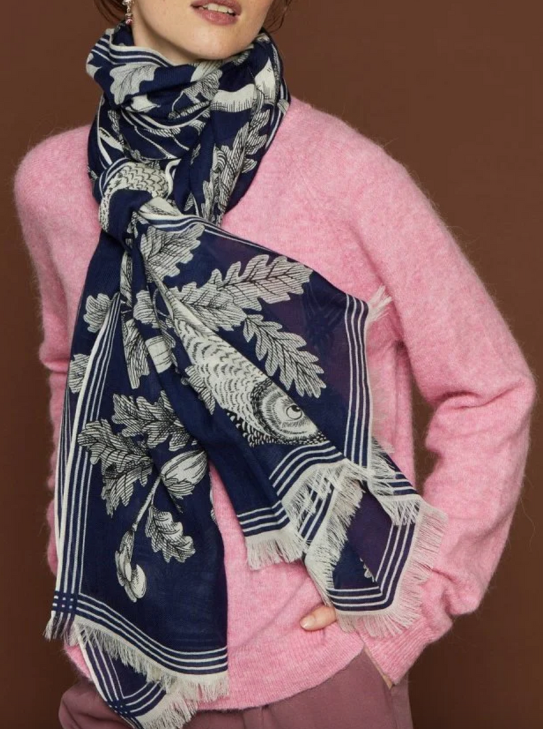 wool scarf archimede navy