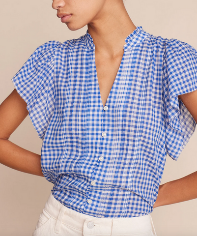 Cate blouse cobalt check