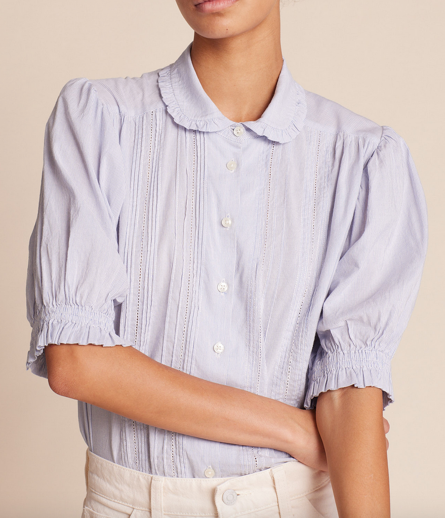 Gemma blouse navy micro stripe